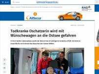 Bild zum Artikel: Todkranke Oschatzerin wird mit Wünschewagen an die Ostsee gefahren