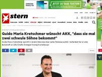 Bild zum Artikel: Botschaft an Kramp-Karrenbauer: Guido Maria Kretschmer wünscht AKK, 'dass sie mal zwei schwule Söhne bekommt'