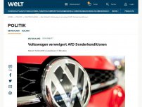 Bild zum Artikel: Volkswagen verweigert AfD Sonderkonditionen