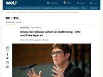 Bild zum Artikel: Kramp-Karrenbauer verliert an Zustimmung – SPD und Grüne legen zu