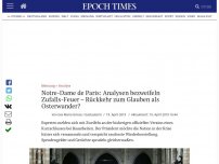 Bild zum Artikel: Notre-Dame de Paris: Analysen bezweifeln Zufalls-Feuer – Rückkehr zum Glauben als Osterwunder?