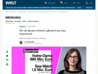 Bild zum Artikel: Wer die Spender kritisiert, offenbart nur seine Niedertracht