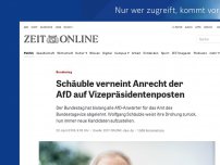 Bild zum Artikel: Bundestag: Schäuble verneint Anrecht der AfD auf Vizepräsidentenposten