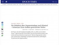 Bild zum Artikel: Die Wahrheit über Organentnahme nach Hirntod – Schweizer Ärzte fordern gesetzliches Verbot