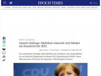 Bild zum Artikel: Emnid-Umfrage: Mehrheit wünscht sich Merkel als Kanzlerin bis 2021