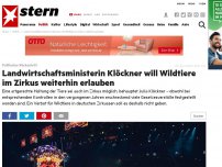 Bild zum Artikel: Politischer Rückschritt: Landwirtschaftsministerin Klöckner will Wildtiere im Zirkus weiterhin erlauben