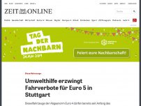 Bild zum Artikel: Dieselfahrzeuge: Umwelthilfe erzwingt Fahrverbote für Euro 5 in Stuttgart