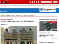 Bild zum Artikel: Kabinett macht es offiziell - Renten steigen um mehr als drei Prozent