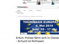 Bild zum Artikel: Erfurt: Polizei fährt sich in Gleisbett fest – Schuld ist Rollrasen