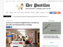 Bild zum Artikel: Erste Drive-In-Schule ermöglicht Eltern, ihr Kind mit dem Auto zum Klassenzimmer zu bringen