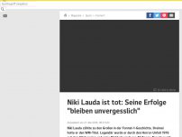 Bild zum Artikel: Niki Lauda ist tot: Seine Erfolge 'bleiben unvergesslich'