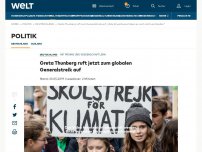 Bild zum Artikel: Greta Thunberg ruft jetzt zum globalen Generalstreik auf