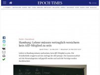 Bild zum Artikel: Hamburg: Lehrer müssen vertraglich versichern kein AfD-Mitglied zu sein