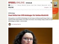 Bild zum Artikel: SPON-Umfrage: Zwei Drittel der SPD-Anhänger für Nahles-Rücktritt