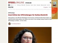 Bild zum Artikel: SPON-Umfrage: Zwei Drittel der SPD-Anhänger für Nahles-Rücktritt