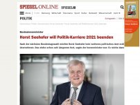 Bild zum Artikel: Bundesinnenminister: Horst Seehofer will Politik-Karriere 2021 beenden