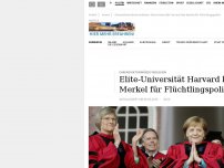 Bild zum Artikel: Ehrendoktorwürde verliehen: Elite-Universität Harvard lobt Merkel für Flüchtlingspolitik