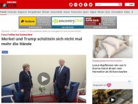 Bild zum Artikel: Frost-Treffen bei Gedenkfeier - Merkel und Trump schütteln sich nicht mal mehr die Hände