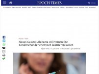 Bild zum Artikel: Neues Gesetz: Alabama will verurteilte Kinderschänder chemisch kastrieren lassen