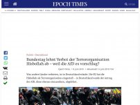 Bild zum Artikel: „Schande“ über Deutschland: Bundestag lehnt Verbot der Terrororganisation Hisbollah ab