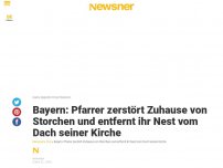 Bild zum Artikel: Bayern: Pfarrer zerstört Zuhause von Storchen und entfernt ihr Nest vom Dach seiner Kirche