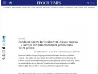 Bild zum Artikel: Facebook-Sperre für Heldin von Dessau-Rosslau – 9-Jährige vor Kinderschänder gerettet und Täter gefasst