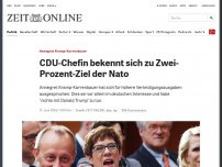 Bild zum Artikel: Annegret Kramp-Karrenbauer: CDU-Chefin bekennt sich zu Zwei-Prozent-Ziel der Nato