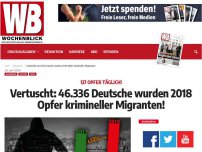 Bild zum Artikel: Vertuscht: 46.336 Deutsche wurden 2018 Opfer krimineller Migranten!