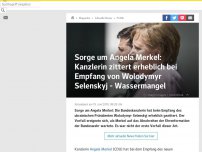 Bild zum Artikel: Sorge um Angela Merkel: Kanzlerin zittert erheblich bei Empfang von Wolodymyr Selenskyj - Wassermangel
