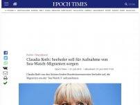 Bild zum Artikel: Claudia Roth: Seehofer soll für Aufnahme von Sea-Watch-Migranten sorgen