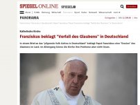 Bild zum Artikel: Katholische Kirche: Franziskus beklagt 'Verfall des Glaubens' in Deutschland