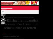 Bild zum Artikel: 20-Jähriger rennt zurück in brennendes Haus - um seine Nichte zu retten