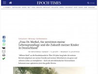 Bild zum Artikel: „Frau Dr. Merkel, Sie zerstören meine Lebensgrundlage und die Zukunft meiner Kinder in Deutschland“