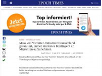 Bild zum Artikel: Maas will Vorreiter-Initiative: Deutschland garantiert, immer ein festes Kontingent an Migranten aufzunehmen