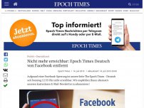 Bild zum Artikel: Nicht mehr erreichbar: Epoch Times Deutsch von Facebook entfernt