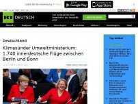 Bild zum Artikel: Klimasünder Umweltministerium: 1.740 innerdeutsche Flüge zwischen Berlin und Bonn
