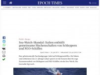 Bild zum Artikel: Sea-Watch-Skandal: Italien enthüllt gemeinsame Machenschaften von Schleppern und NGO-Schiffen
