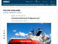 Bild zum Artikel: Kreuzfahrtschiff nimmt 111 Migranten auf