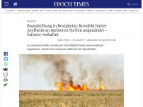 Bild zum Artikel: Brandstiftung in Besigheim: Kornfeld hinter Asylheim an mehreren Stellen angezündet – Eritreer verhaftet