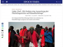 Bild zum Artikel: Linke-Chef: „Wir fordern eine Ausweitung der Flüchtlingsrechte auf Klimaflüchtlinge“