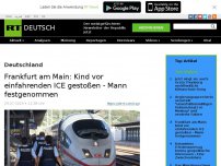 Bild zum Artikel: Frankfurt am Main: Kind vor einfahrenden ICE gestoßen - Mann festgenommen