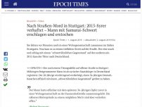 Bild zum Artikel: Nach Straßen-Mord in Stuttgart: Verdächtiger Syrer (28) verhaftet – Tatwaffe Kurzschwert (?) gefunden