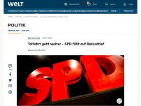 Bild zum Artikel: Talfahrt geht weiter – SPD fällt auf Rekordtief