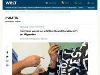 Bild zum Artikel: Hermann warnt vor erhöhter Gewaltbereitschaft bei Migranten