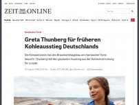 Bild zum Artikel: Hambacher Forst: Greta Thunberg für früheren Kohleausstieg Deutschlands