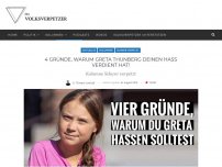 Bild zum Artikel: 4 Gründe, warum Greta Thunberg deinen Hass verdient hat!
