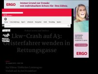 Bild zum Artikel: A3 bei Frankfurt: Tödlicher Lkw-Unfall - Geisterfahrer wenden in Rettungsgasse