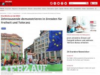 Bild zum Artikel: Eine Woche vor der Wahl - Zehntausende demonstrieren in Dresden für Freiheit und Toleranz