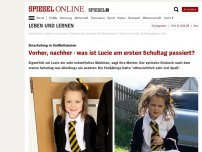 Bild zum Artikel: Einschulung in Großbritannien: Vorher, nachher - was ist Lucie am ersten Schultag passiert?