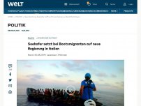 Bild zum Artikel: Seehofer setzt bei Bootsmigranten auf neue Regierung in Italien